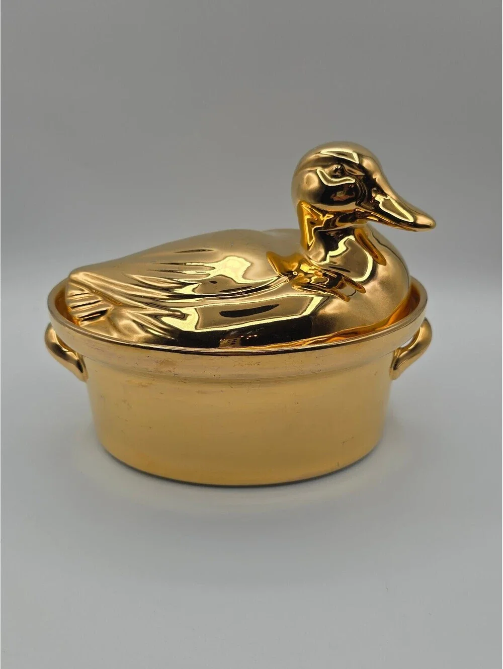Vintage Hall China Golden Glo 24K Duck Covered Casserole Gump's San Francisco